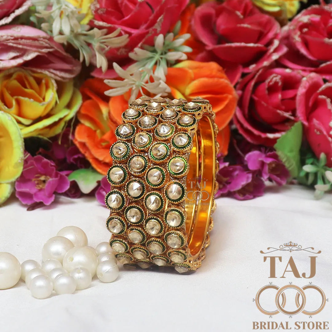 Kundan Rajwadi Metal Kada Set With Beautiful Kundan Design (Set of 4)