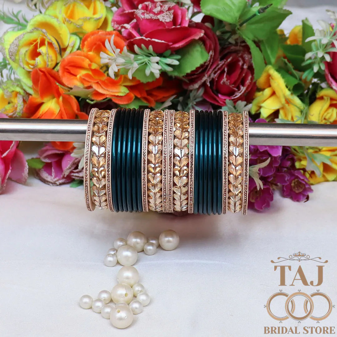 Lac Semi Bridal Bangles Set With Beautiful Kundan Design Kada