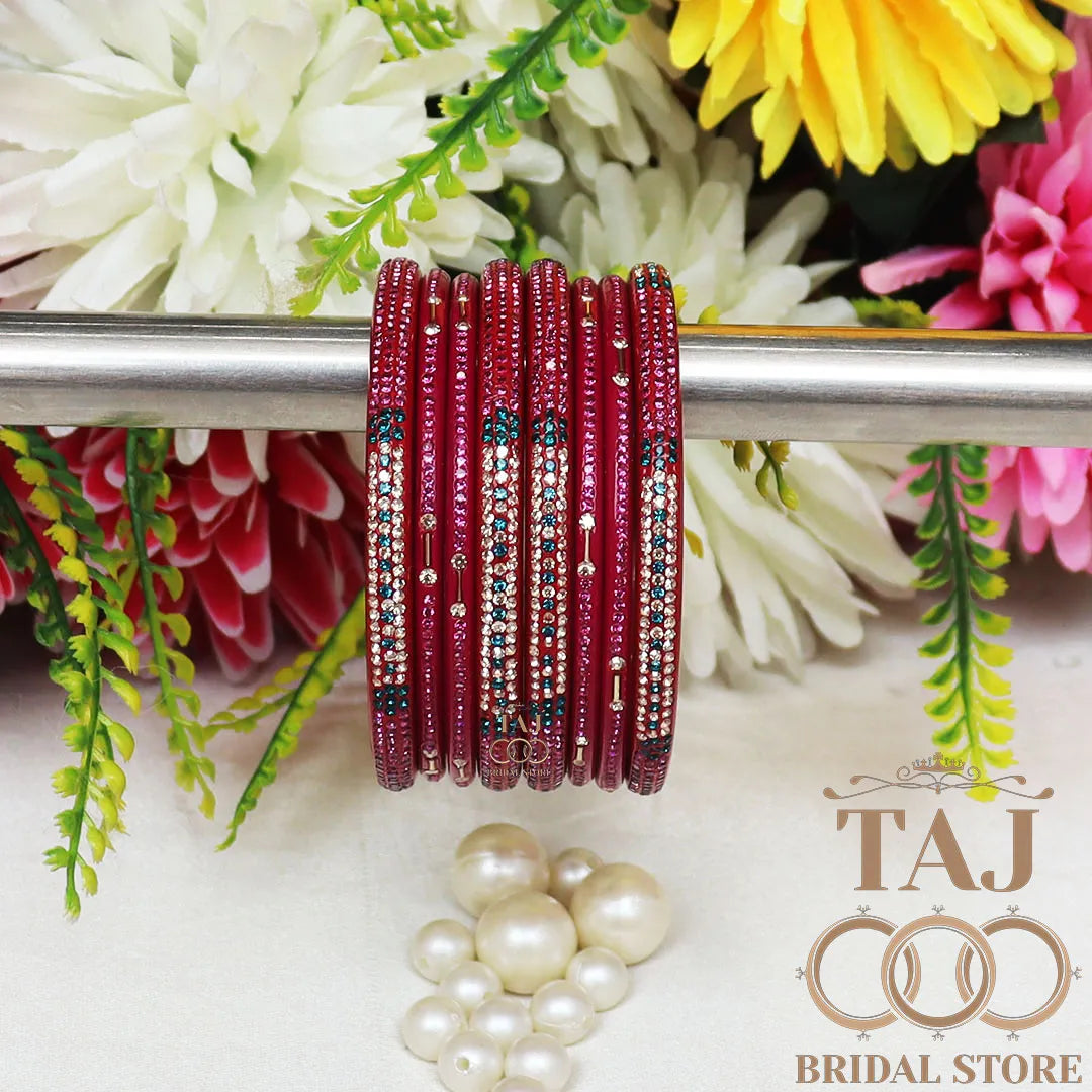 Traditional Lac Short Chura Set With Beautiful Best Rhinestons Design (Set Of 8)