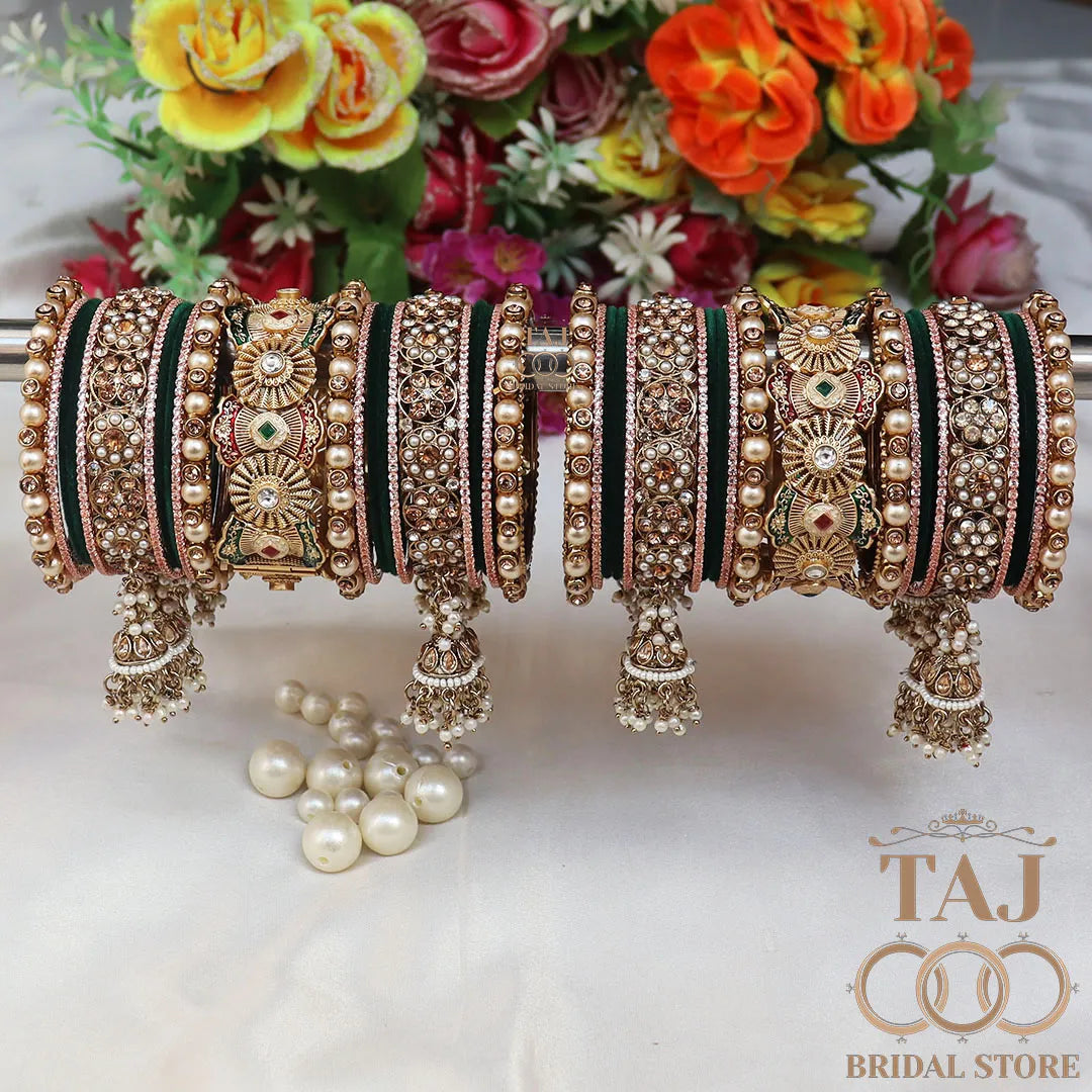Royal Rajwadi Bridal Chuda Set With Beautiful Jhoomer Latkan Design