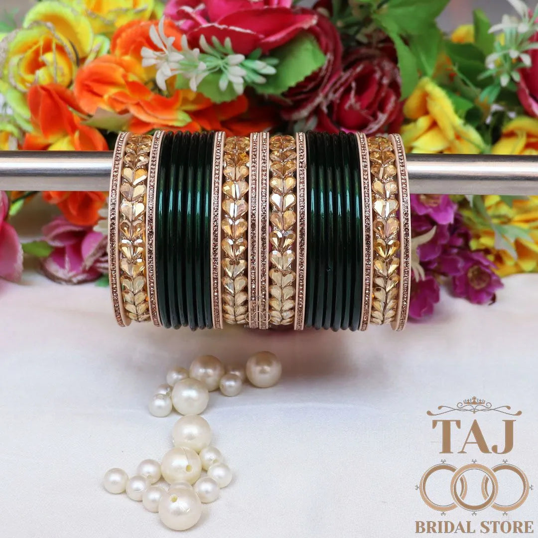 Lac Semi Bridal Bangles Set With Beautiful Kundan Design Kada