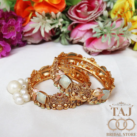 Rajwadi Metal Kada With Beautiful Latest Elephant Design (Pack of 2)