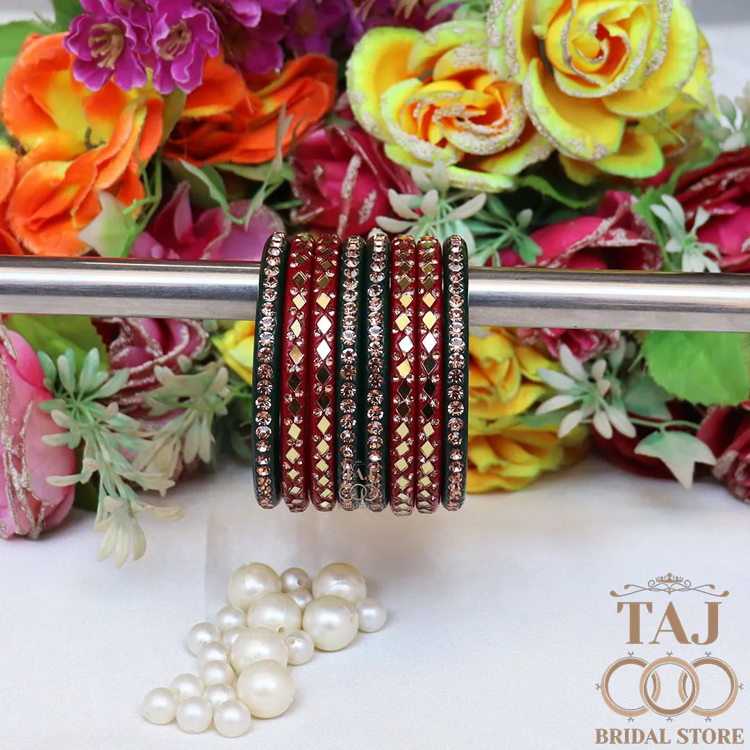 Rajasthani Lac Bangles With Beautiful Mirror And Stone Design
