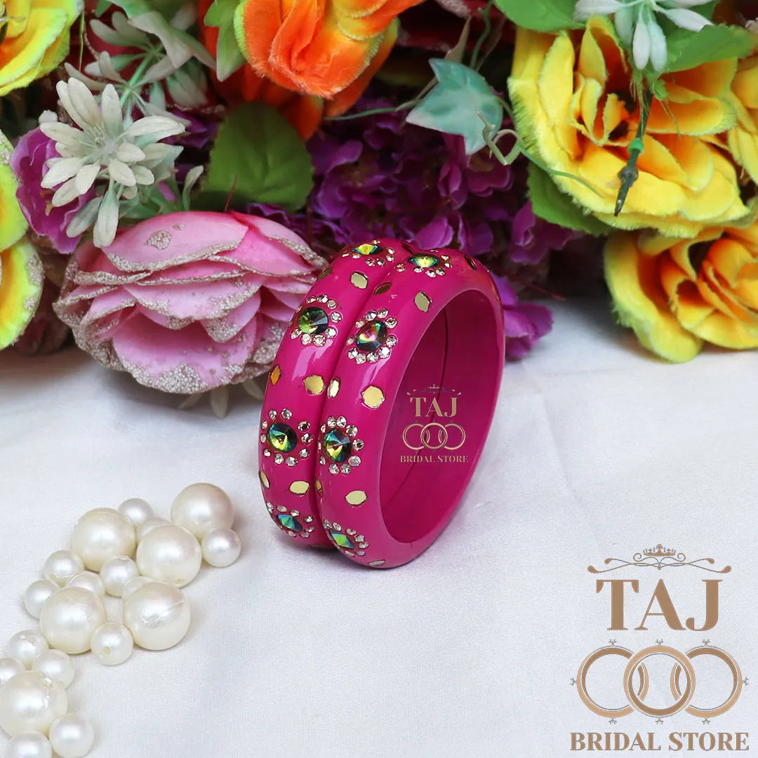 Lac Kada With Beautiful Rhinestone Design (Pack of 2)