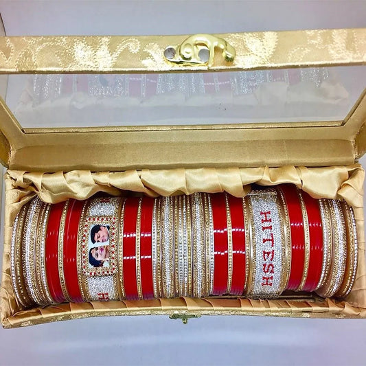 Couple Name and Photo Bangles Set in Punjabi Style