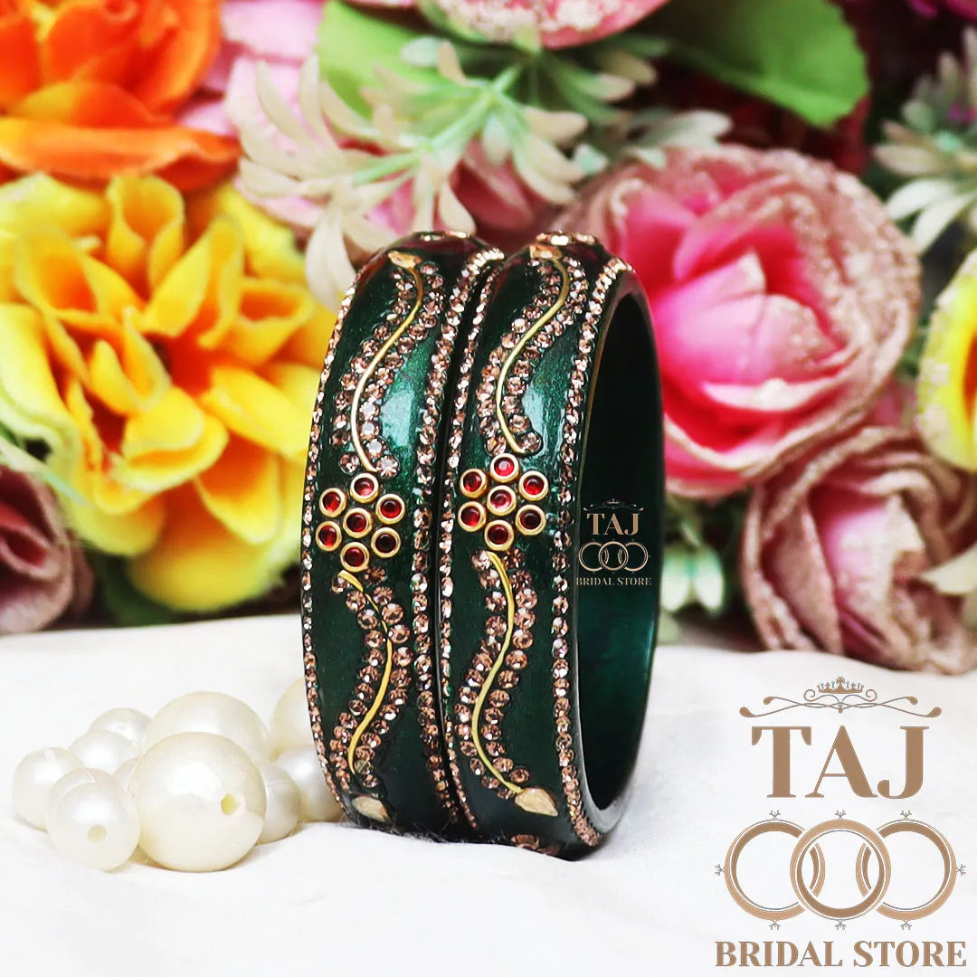 Daily Wear Designer Lac Kada With New Flower And Lace Design (Set Of 2)