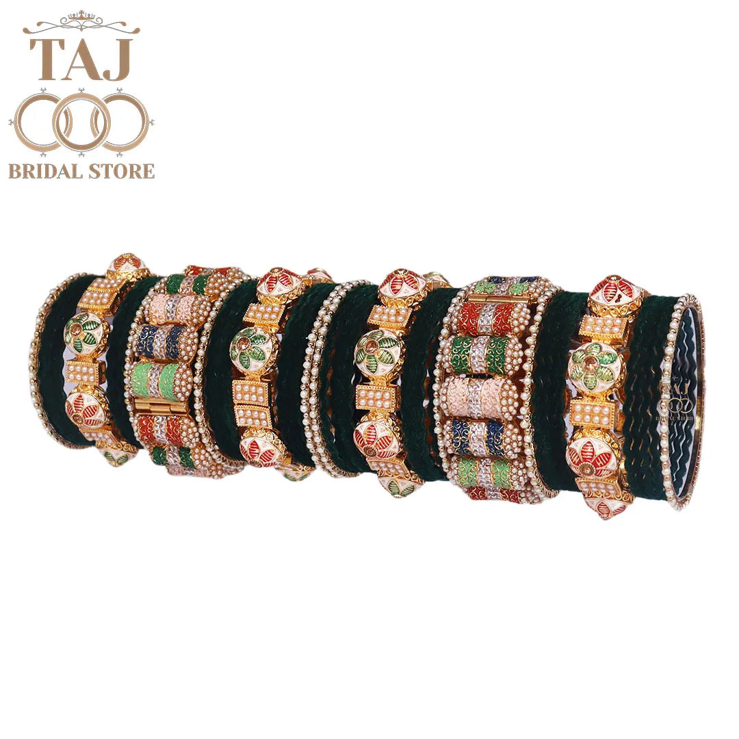 Latest Design Rajwadi Bangle Set in Beautiful Design Taj Bridal Store