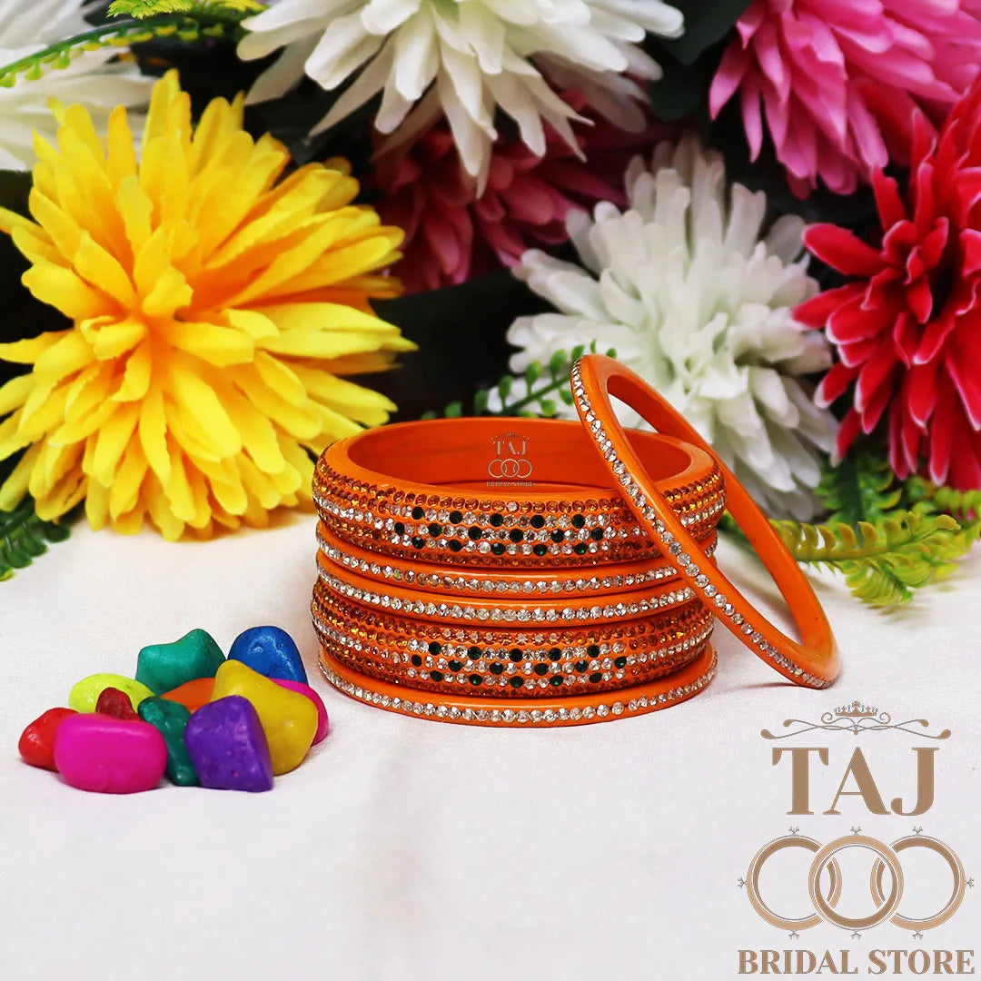 Lac Bangles Chura with Rhinestons Design