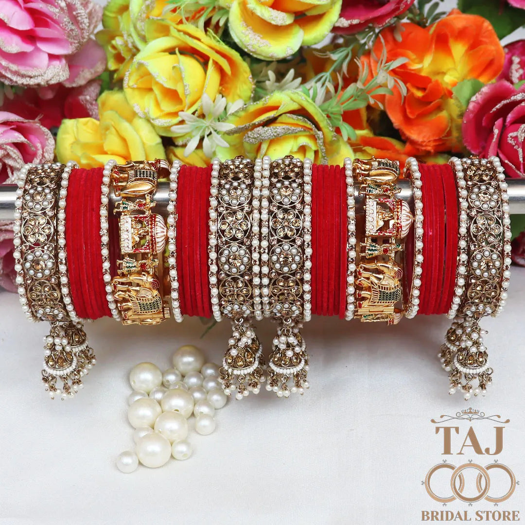 Most Popular Bridal Bangles Set With Beautiful Doli and Elephant Design Kada