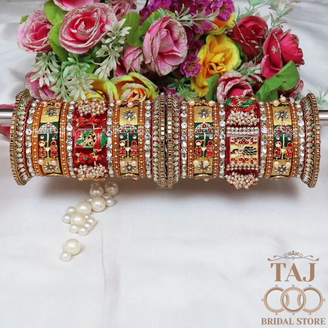 Rajwadi Wedding Bangles Set With Beautiful New Umbrella Design Kada
