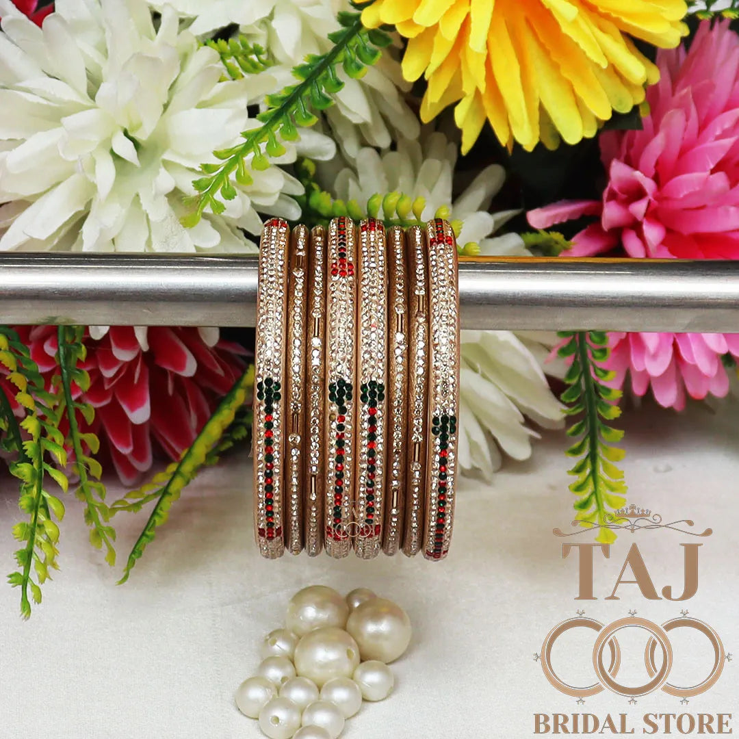 Traditional Lac Short Chura Set With Beautiful Best Rhinestons Design (Set Of 8)