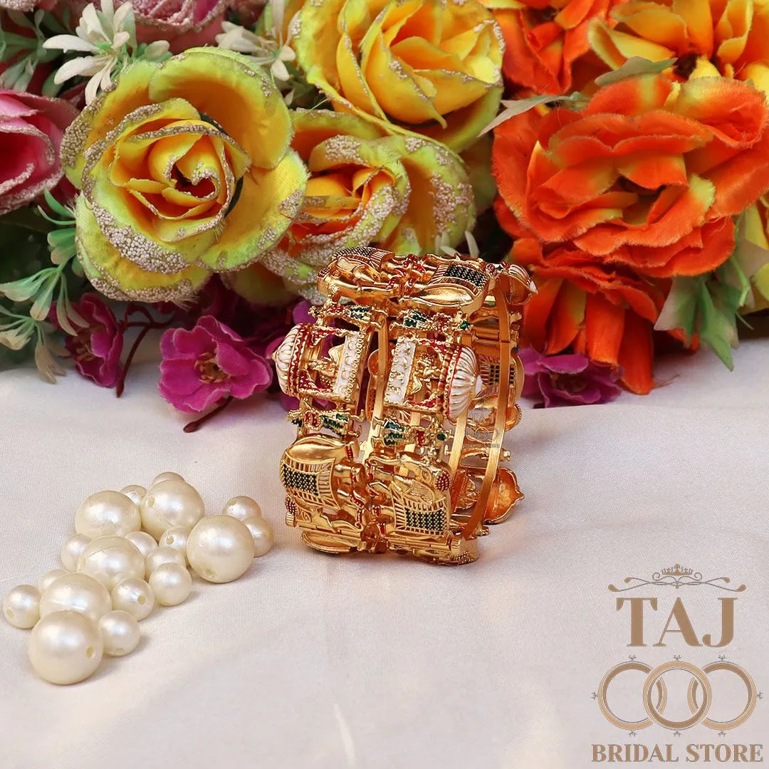 Rajwadi Metal Kada With Beautiful Doli and Elephant Design Pack of 2