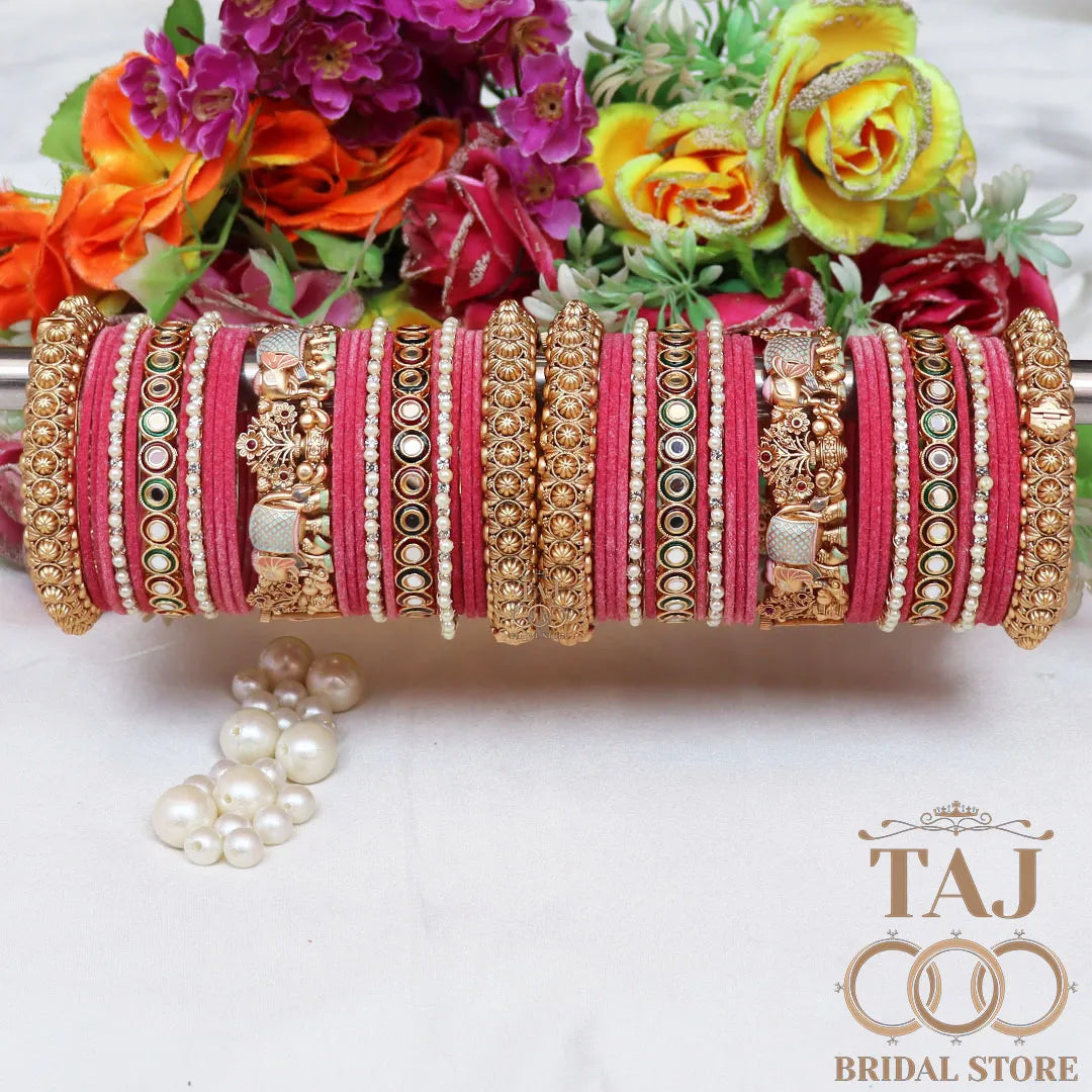 Tranding Bridal Rajwadi Chuda With Beautiful Elephant Design Kada