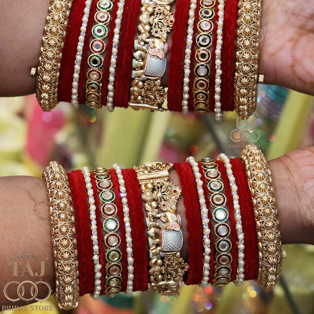 Tranding Bridal Rajwadi Chuda With Beautiful Elephant Design Kada