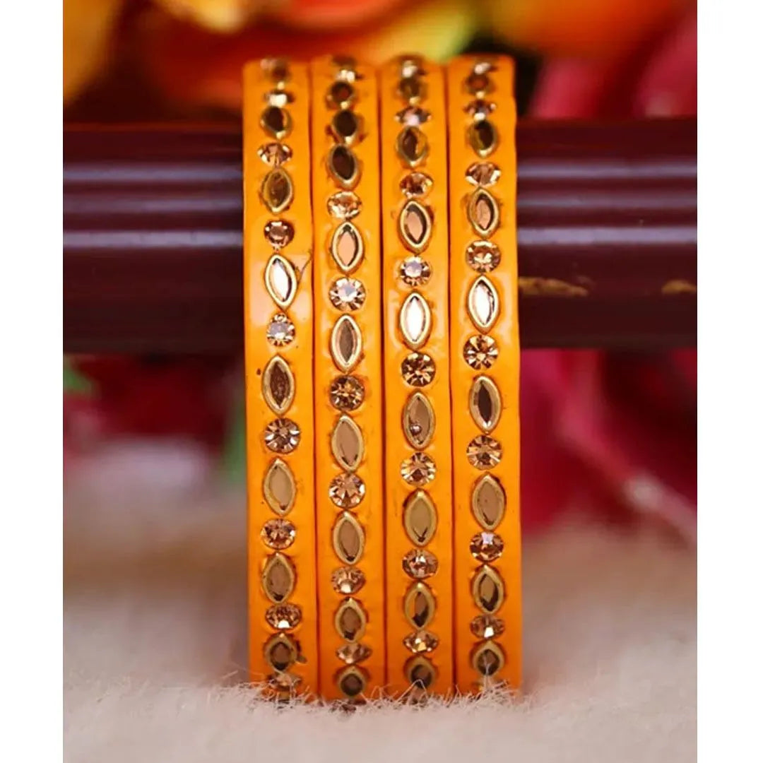 Jaipuri Lac Kada in Beautiful Kundan Design ( Pack of 4) Taj Bridal Store