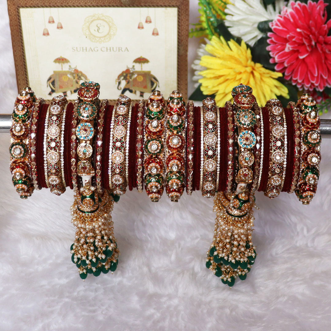 Royal Rajwadi Wedding Chura Set With Latest Heavy Latkan Design
