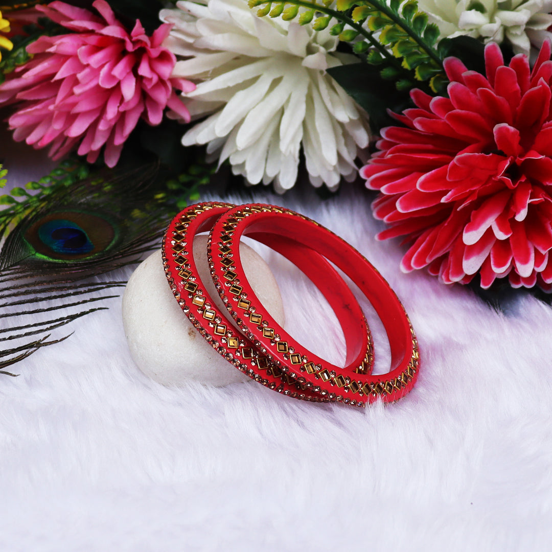Traditional Kundan Lac Bangadi Bangles (Pack of 2)