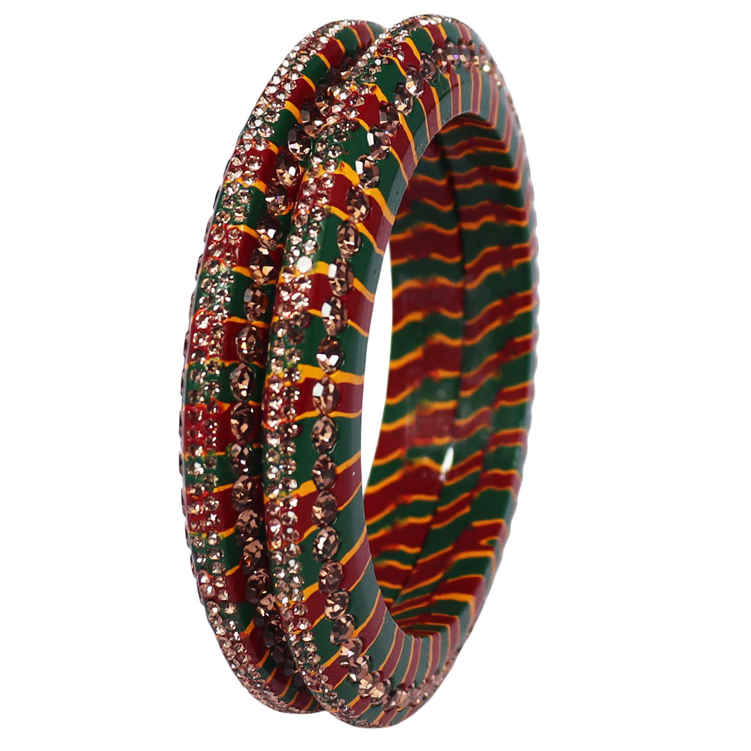 Traditional Lahariya Lac Bangadi Bangles With Rhinestones Design