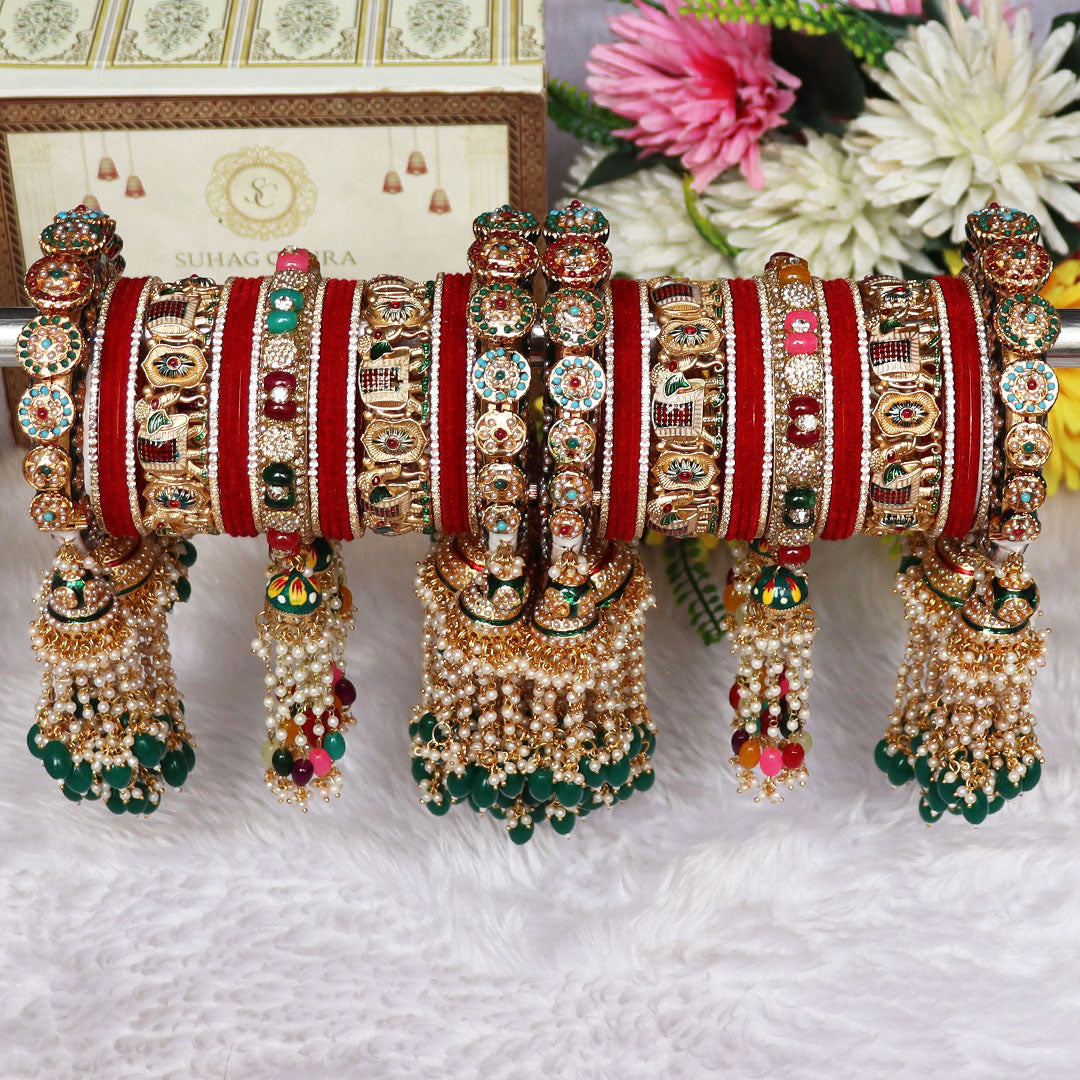 Luxurious Rajwadi Wedding Chura Set With Latest Heavy Hangings