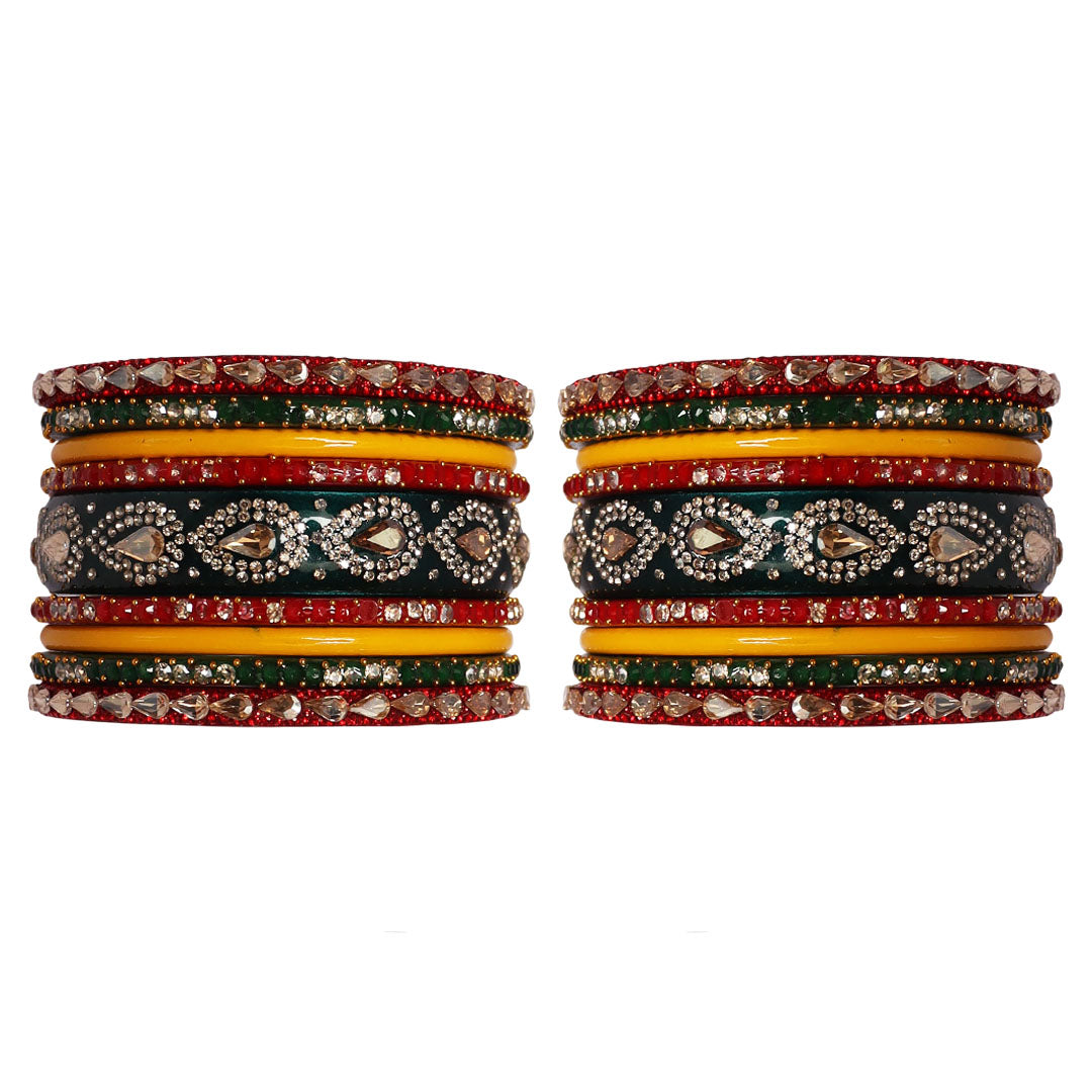 Pure Lac Short Bangles Set With Latest Kundan Design