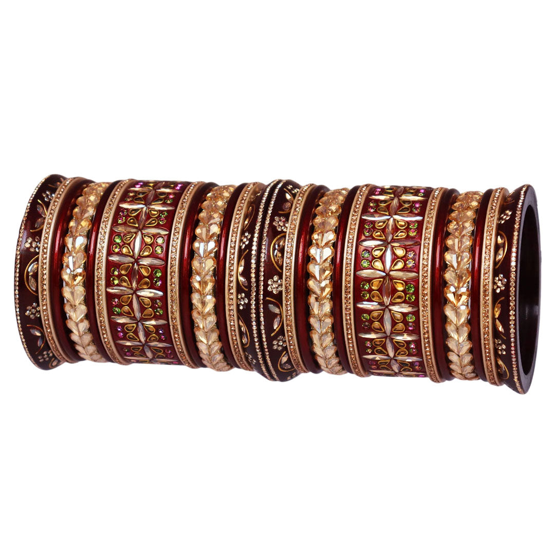 Handmade Rajasthani Lac Bangles for Bride – Kundan Stone Work