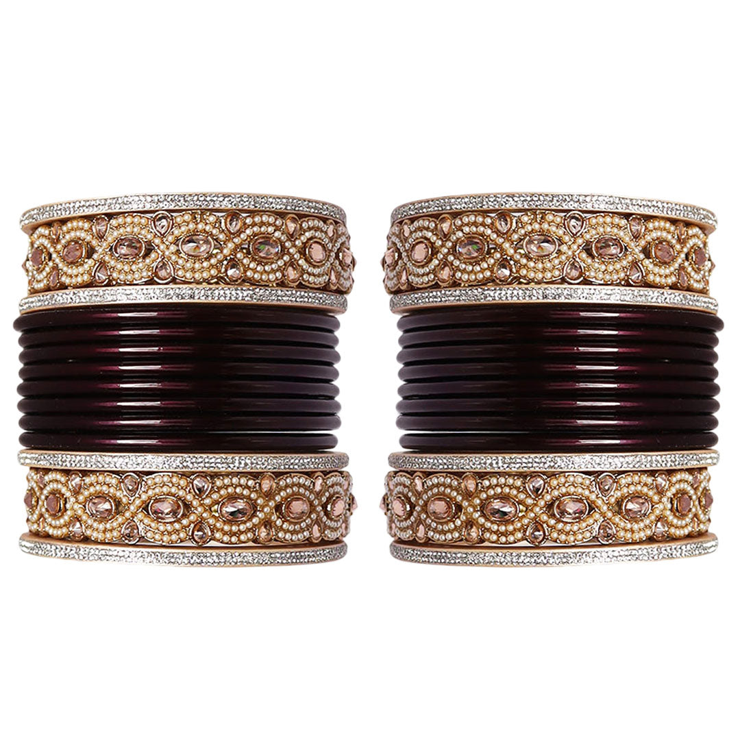 Punjabi Style Bridal Chura Set With Latest Kundan-Rhinestones Design