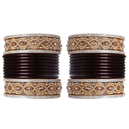 Punjabi Style Bridal Chura Set With Latest Kundan-Rhinestones Design