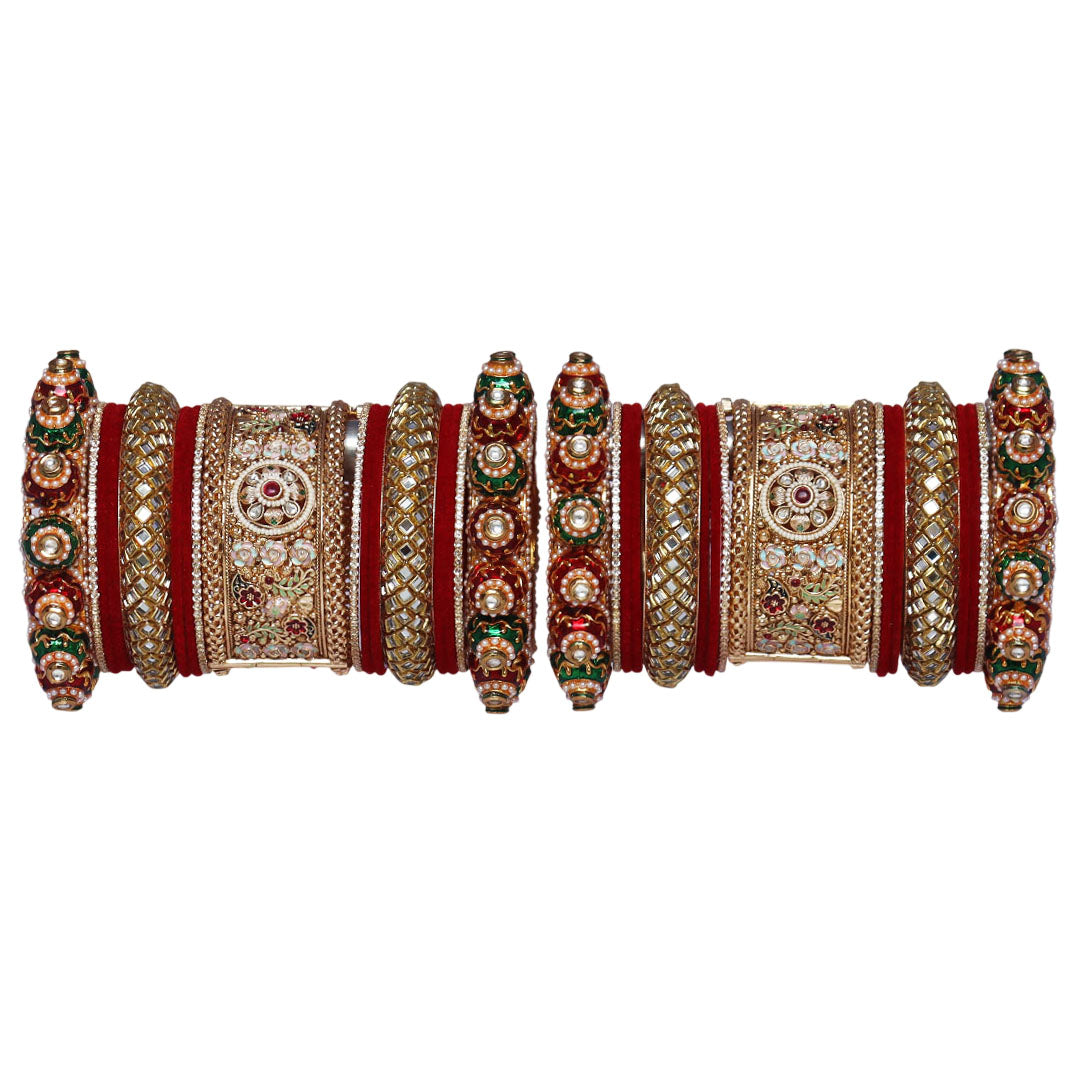 Rajwadi Bride’s Gold Plated Bangles Set in Latest Traditional Design