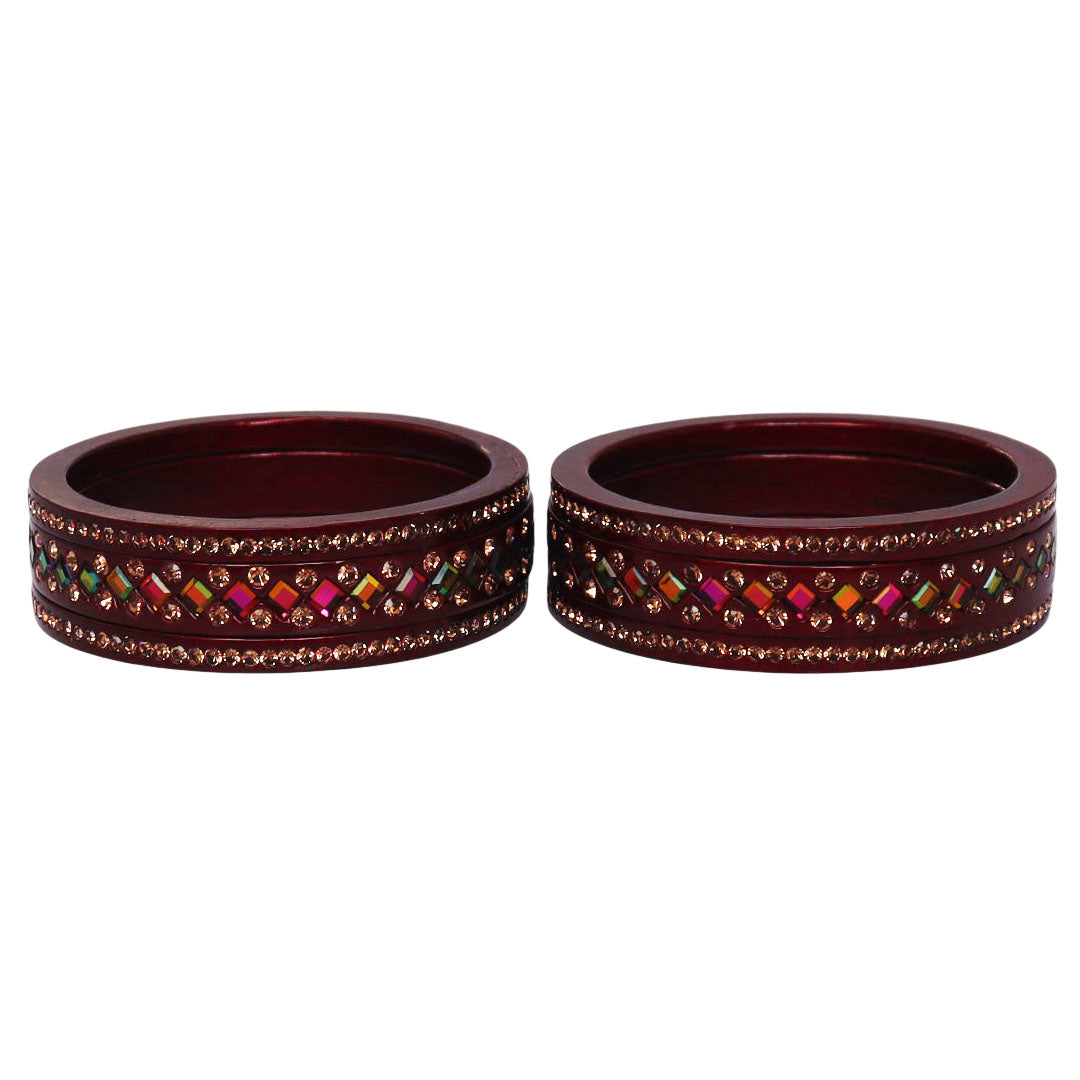 Women's Traditional Lac Bangles Set With Latest Rainbow Kundan Design