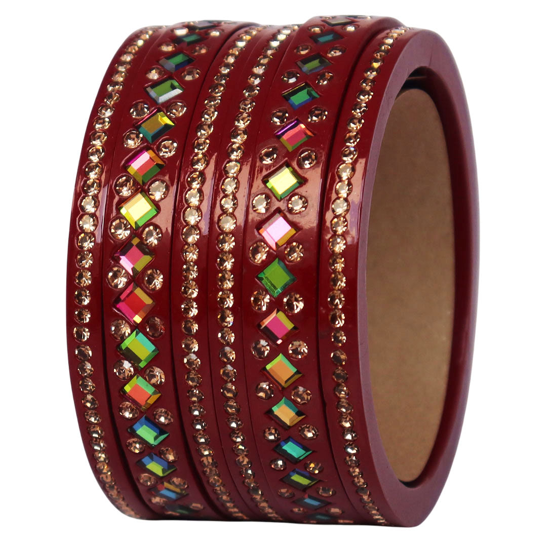 Women's Traditional Lac Bangles Set With Latest Rainbow Kundan Design
