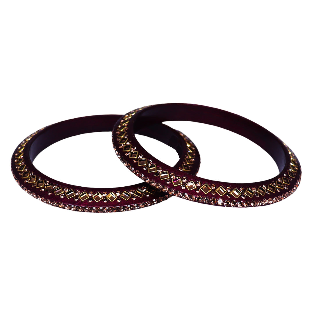 Traditional Kundan Lac Bangadi Bangles (Pack of 2)