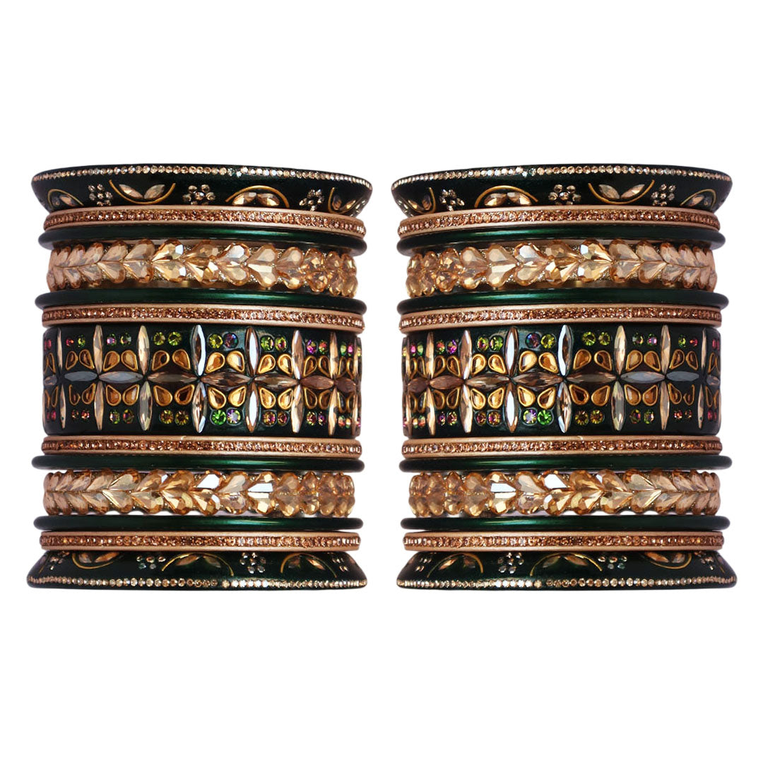 Handmade Rajasthani Lac Bangles for Bride – Kundan Stone Work