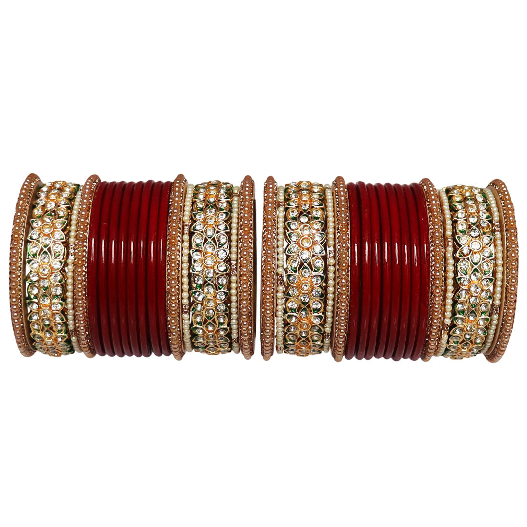 Festive Wear Lac Bangles Set With Latest Stones Flower Design