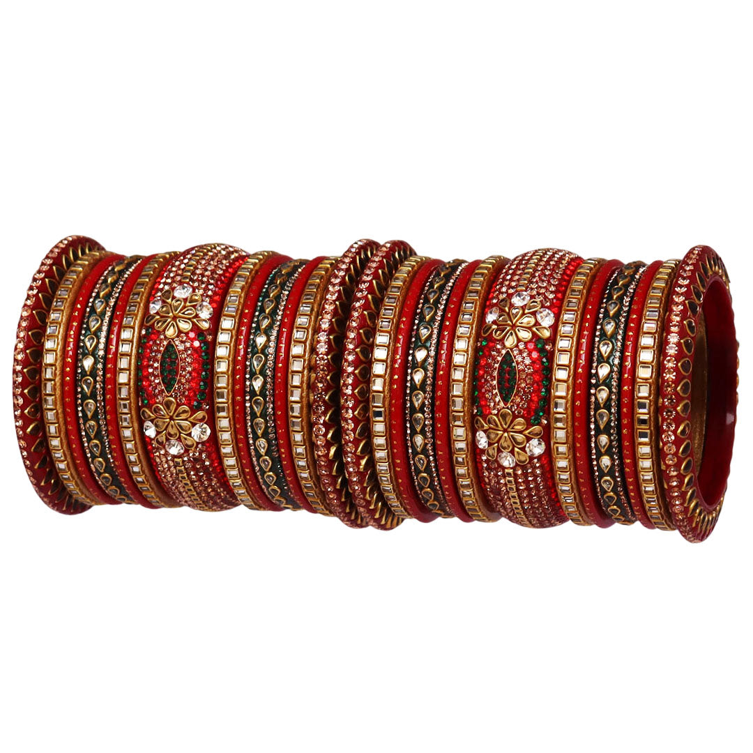 Royal Rajwadi Lac Bangles for Brides with Kundan Embellishments