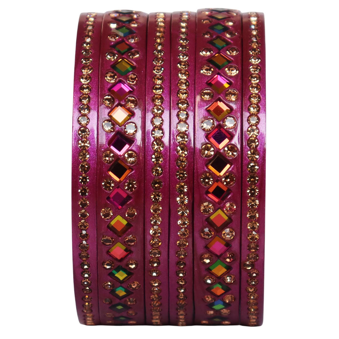 Women's Traditional Lac Bangles Set With Latest Rainbow Kundan Design