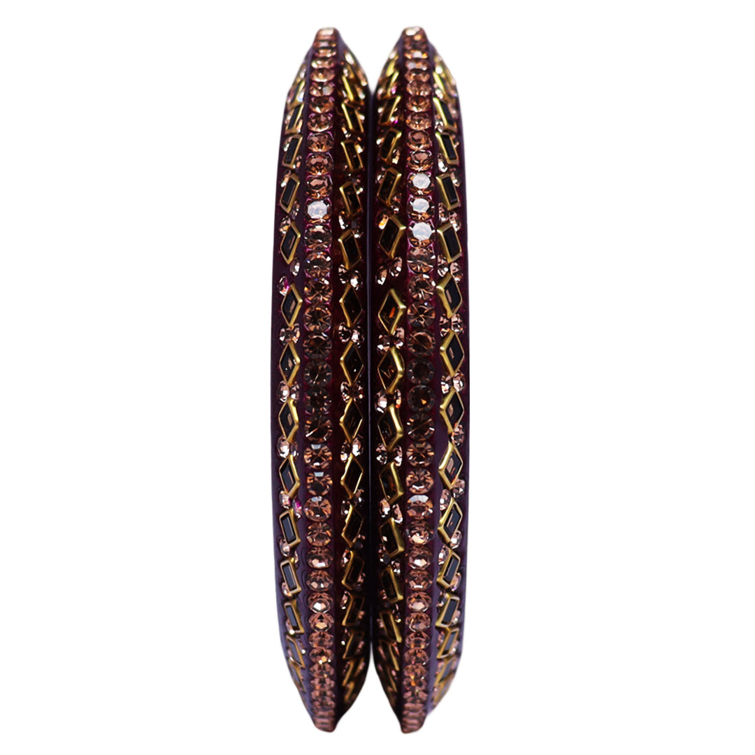 Traditional Kundan Lac Bangadi Bangles (Pack of 2)