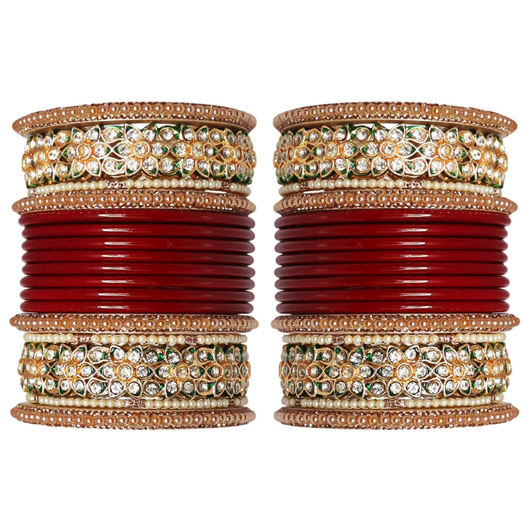 Festive Wear Lac Bangles Set With Latest Stones Flower Design