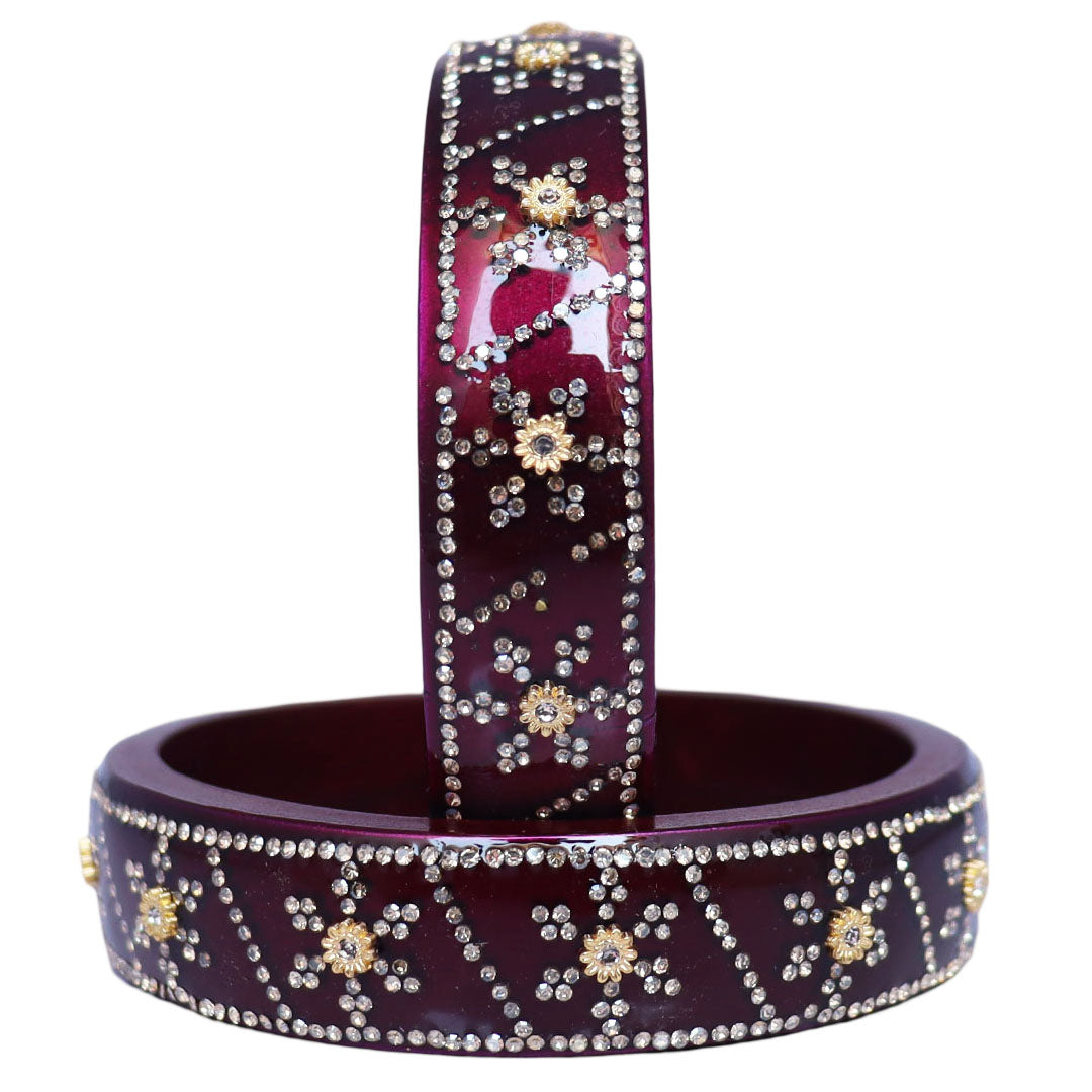 Designer Lac Bangles For Girls in Rhinestones Design