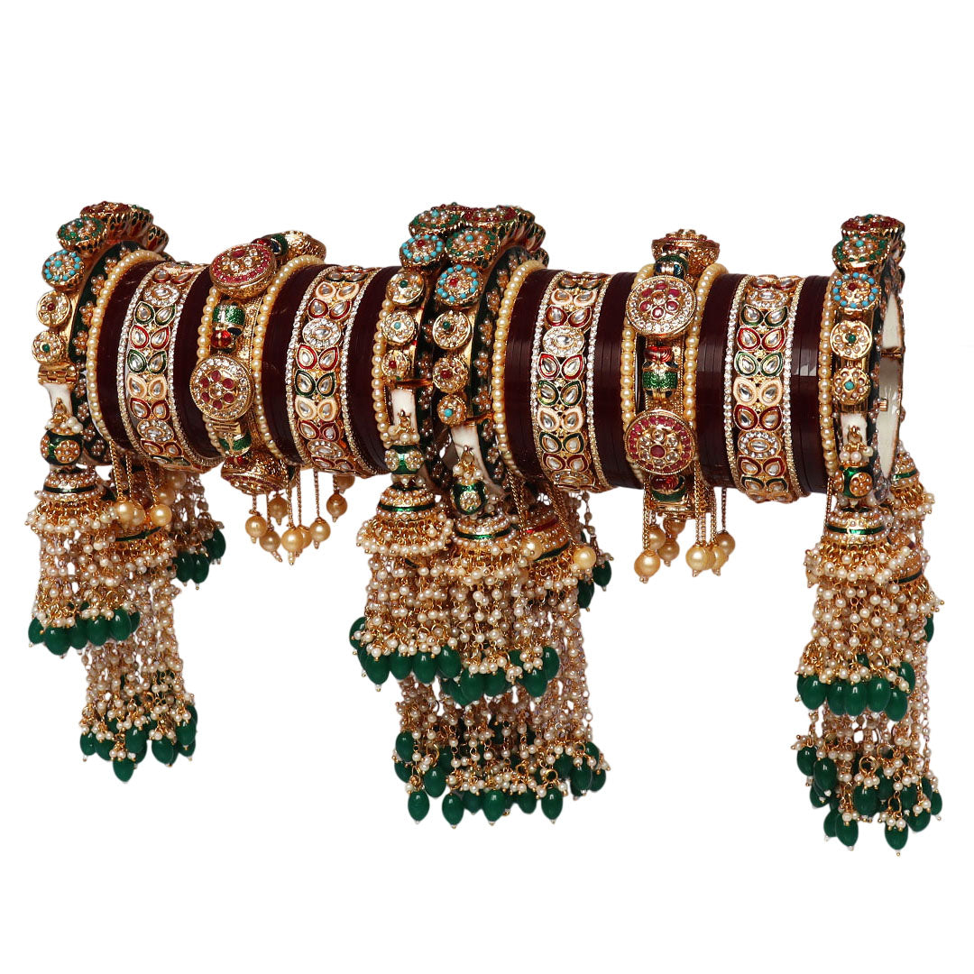 Title: Luxurious Bridal Bangles Set in Traditional Rajwadi Style