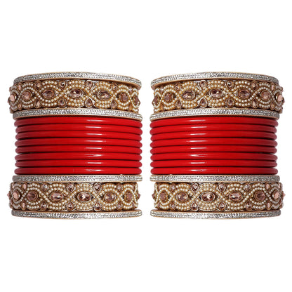 Punjabi Style Bridal Chura Set With Latest Kundan-Rhinestones Design