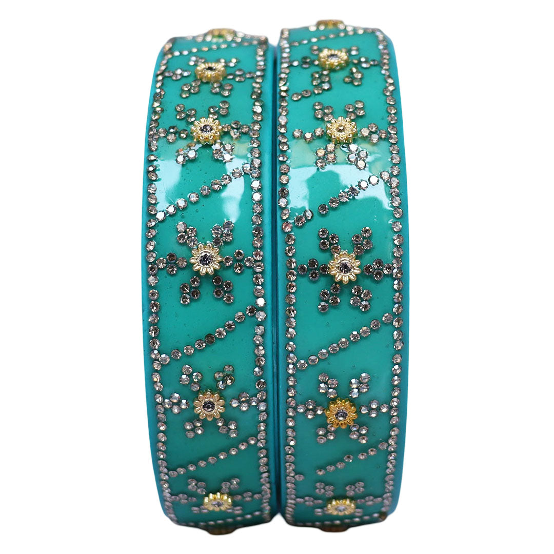 Designer Lac Bangles For Girls in Rhinestones Design