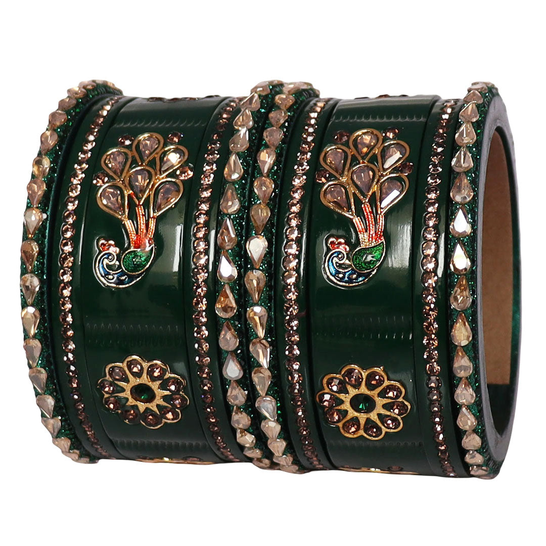 Pure Lac Short Chura Set With Latest Kundan & Peacock Design