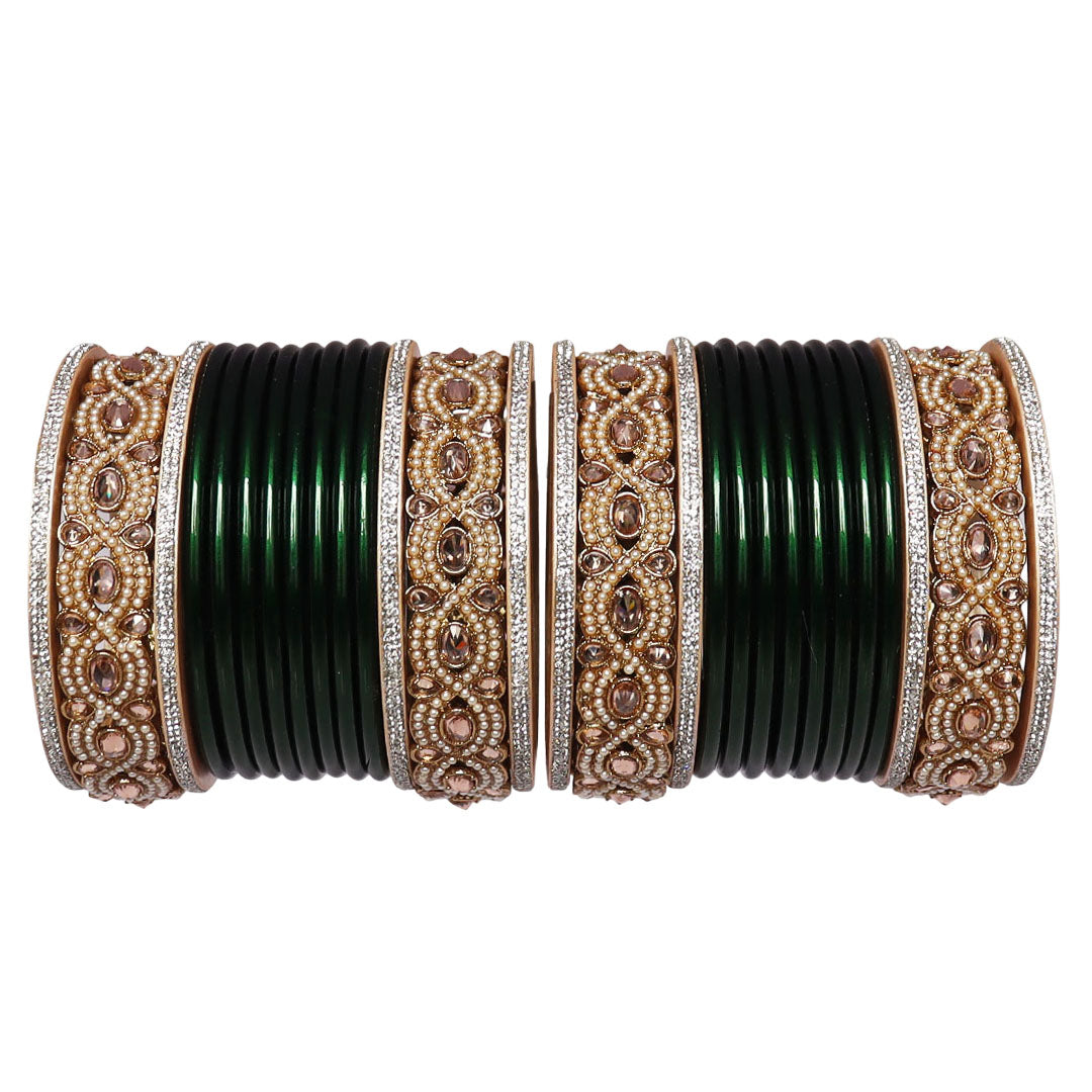 Punjabi Style Bridal Chura Set With Latest Kundan-Rhinestones Design