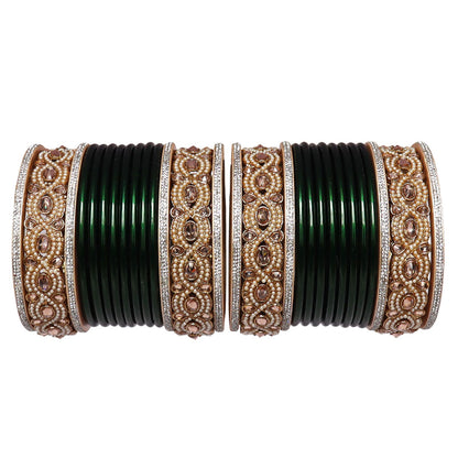 Punjabi Style Bridal Chura Set With Latest Kundan-Rhinestones Design