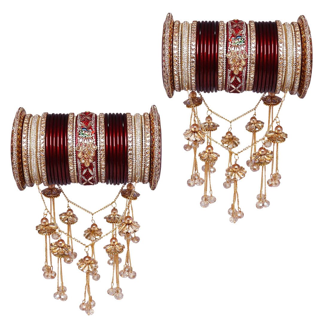 Lac Bridal Bangles Set With Latest Peacock and Jhula Latkan Design