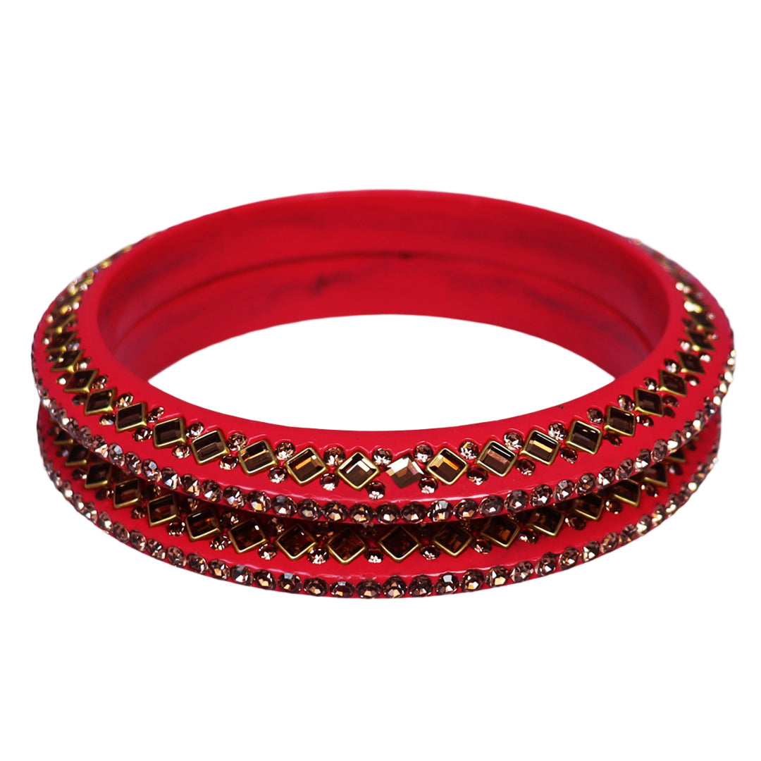 Traditional Kundan Lac Bangadi Bangles (Pack of 2)