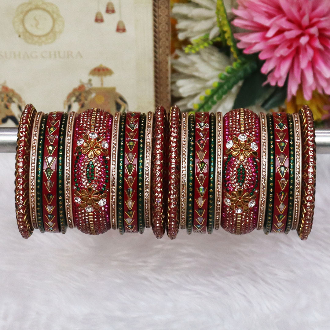 Exclusive Lac Bangles Set for Bride With Latest Kundan Design