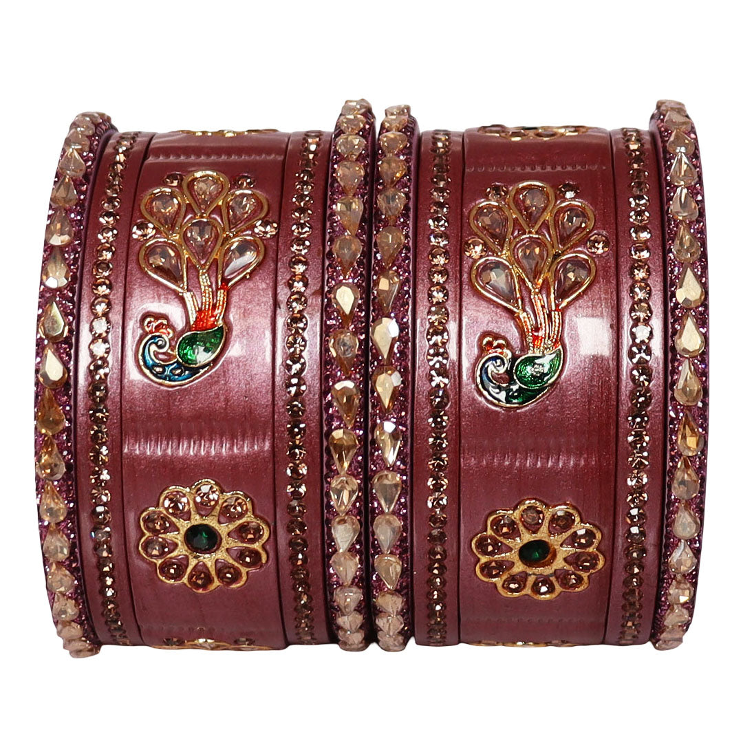 Pure Lac Short Chura Set With Latest Kundan & Peacock Design