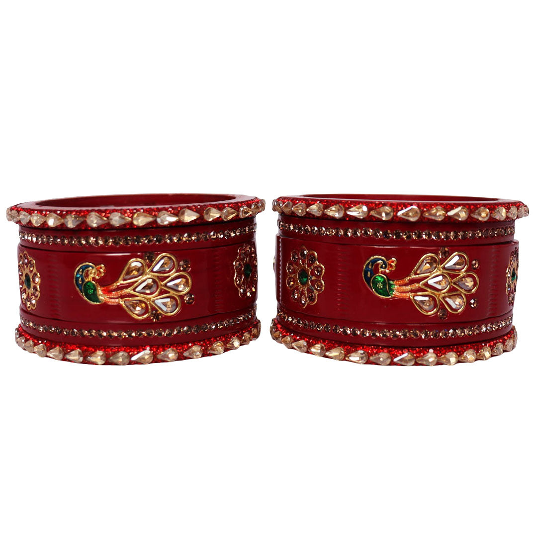 Pure Lac Short Chura Set With Latest Kundan & Peacock Design