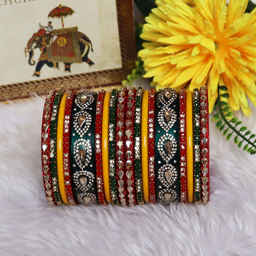 Pure Lac Short Bangles Set With Latest Kundan Design
